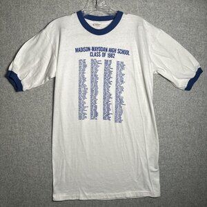 Vintage Huskee Mills T-Shirt Medium Madison Mayodan High School 1982 Single